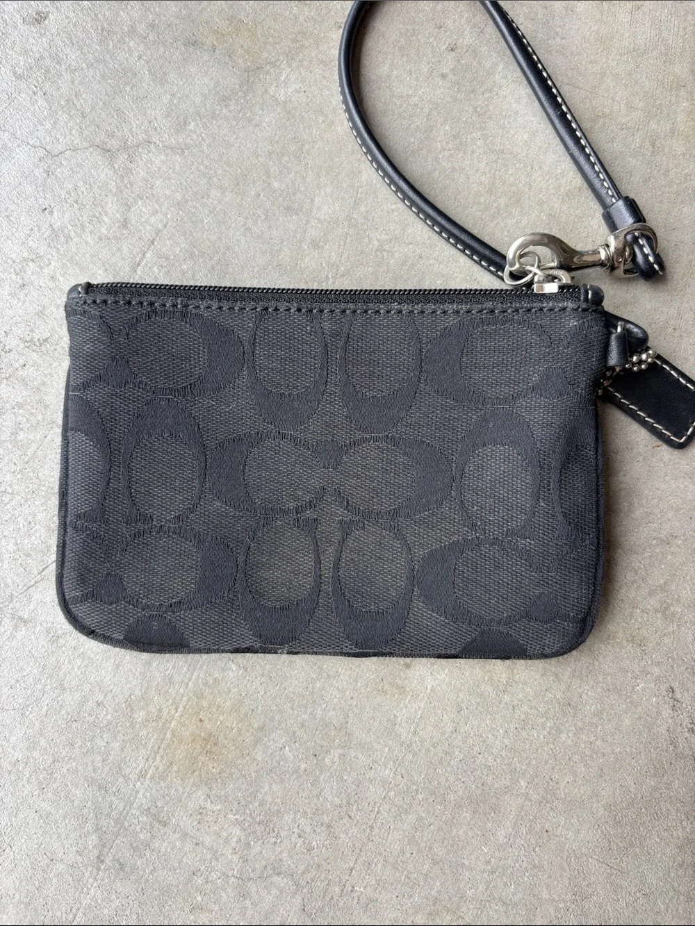 Coach Canvas Black Signature Logo Wristlet with Strap